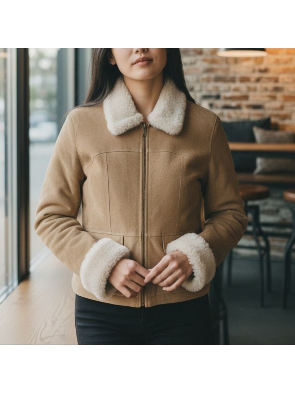 S • Maxima Wilson's Leather • Genuine leather 90s Tan Faux Fur Jacket